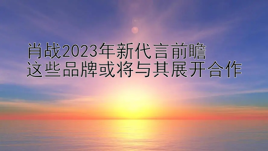 肖战2023年新代言前瞻  
这些品牌或将与其展开合作